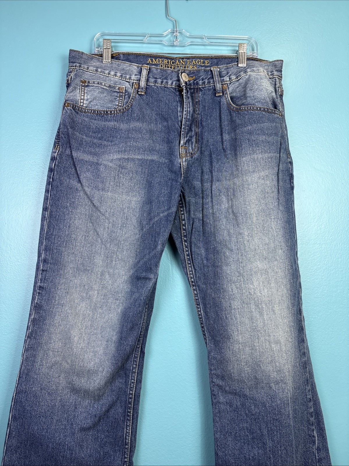 Vtg American Eagle Jeans Mens 34x30 Boot Loose Baggy Skate Wide Bootcut