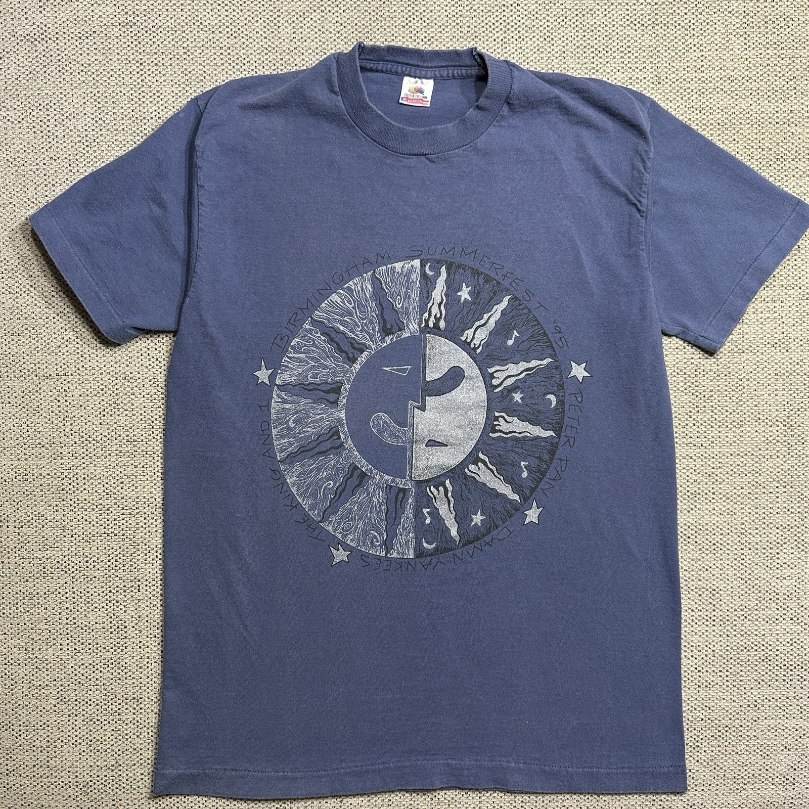 Vintage 1995 Birmingham Summerfest T Shirt Large Blue Sun Moon Single Stitch 90s