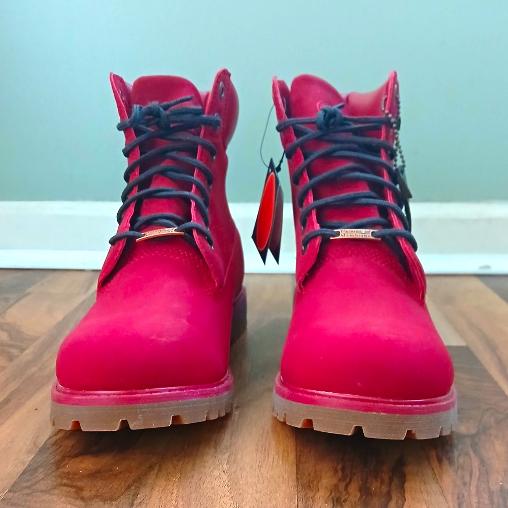 Lugz Men\'s Red Suede Lace-Up Ankle Boots Round Toe Rubber Sole US 10
