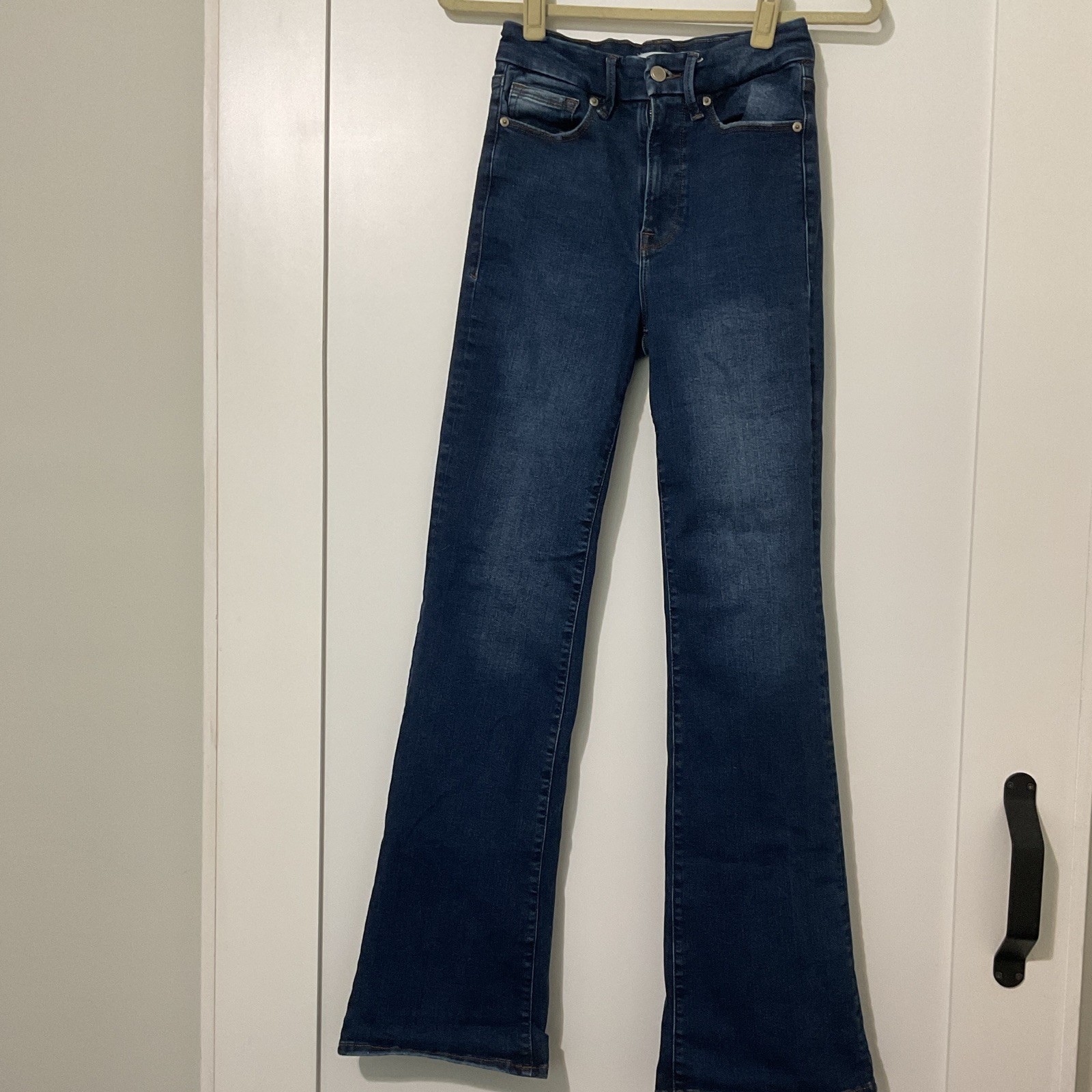 Good American Always Fits Women\'s High-Rise Bootcut Blue Denim Jeans Size 00- 4