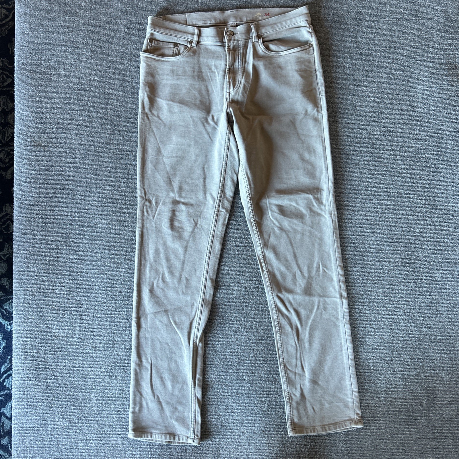 Faherty Stretch Terry 5 Pocket Pants Mens 34 Light Gray Knit Jean