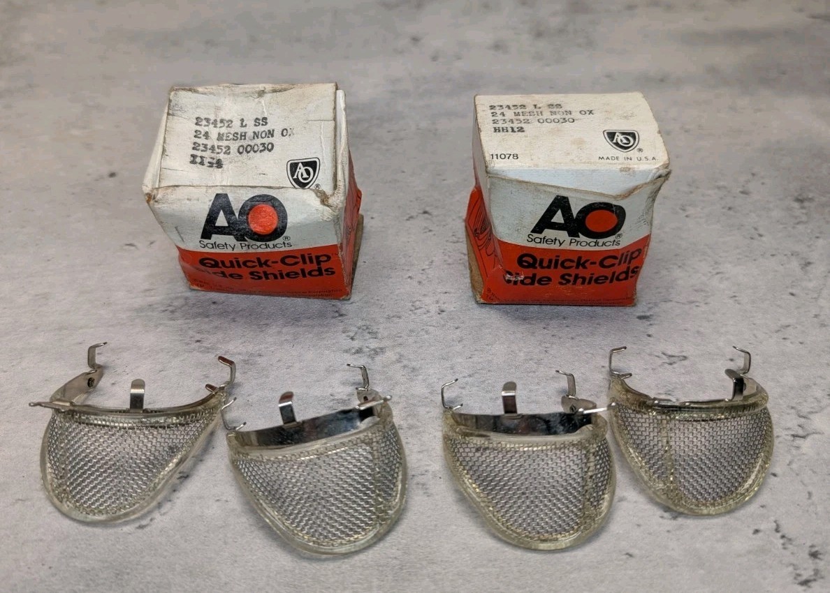 Vintage NOS 2-Pair Lot AO Quick-Clip Side Shields Size L 24 Mesh Safety Glasses