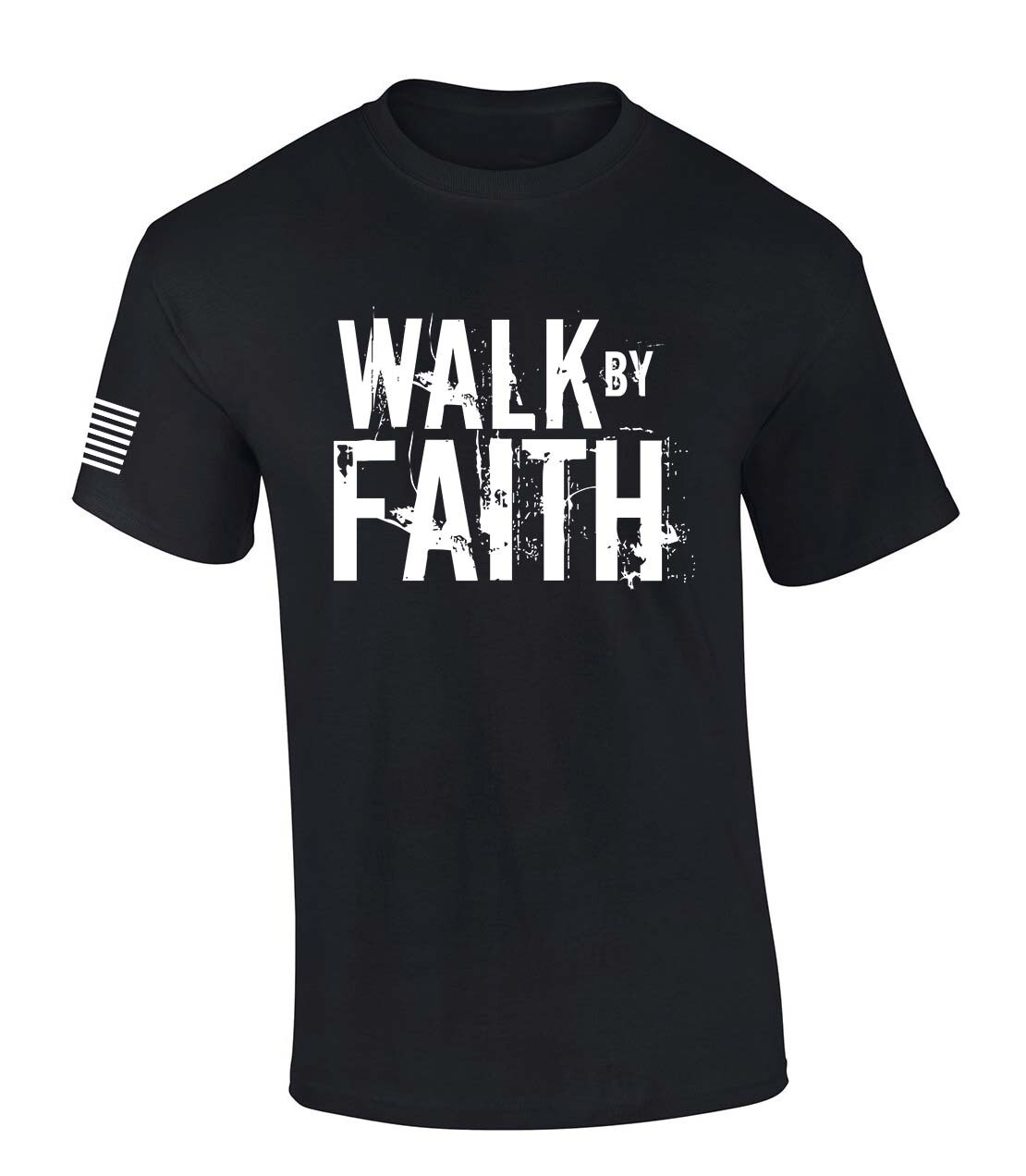 Mens Christian Shirt Distressed Walk By Faith Not By Sight Scripture American
