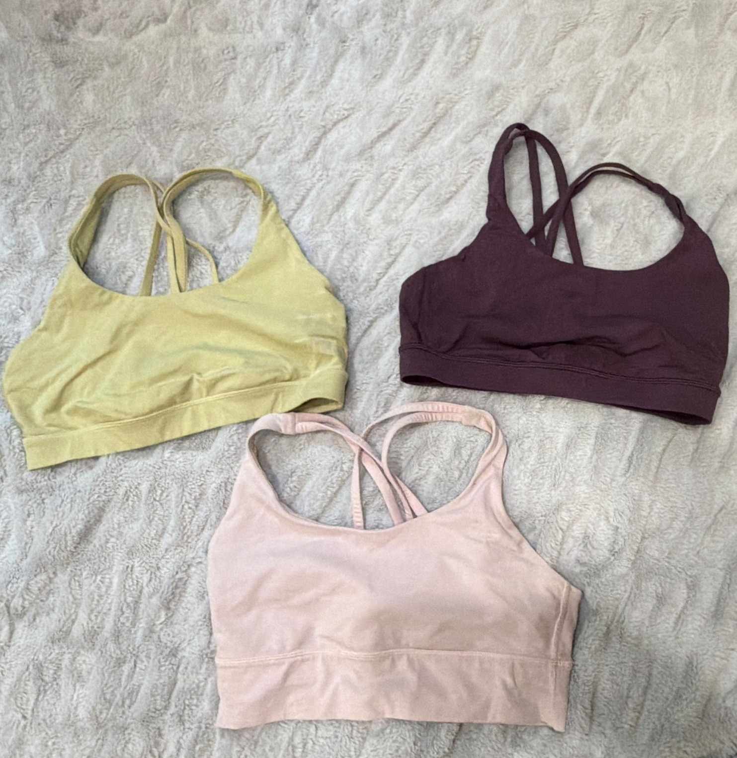 Lululemon Women’s Sports Bra Lot of 3 Strappy Back Solid Wireless size 8