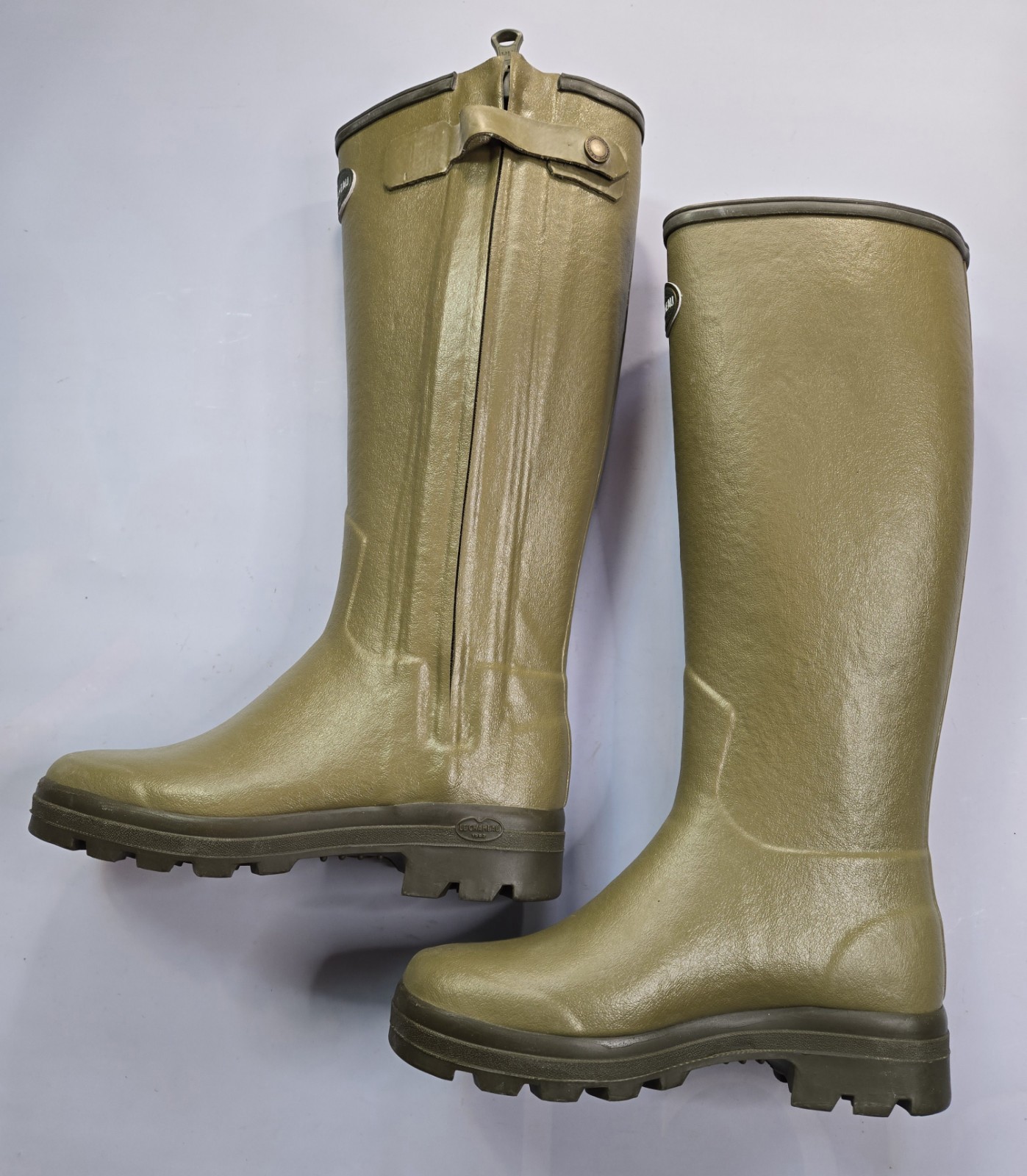 LE CHAMEAU CHASSEUR LEATHER LINED MEN\'S ICONIC GREEN WELLINGTON BOOTS