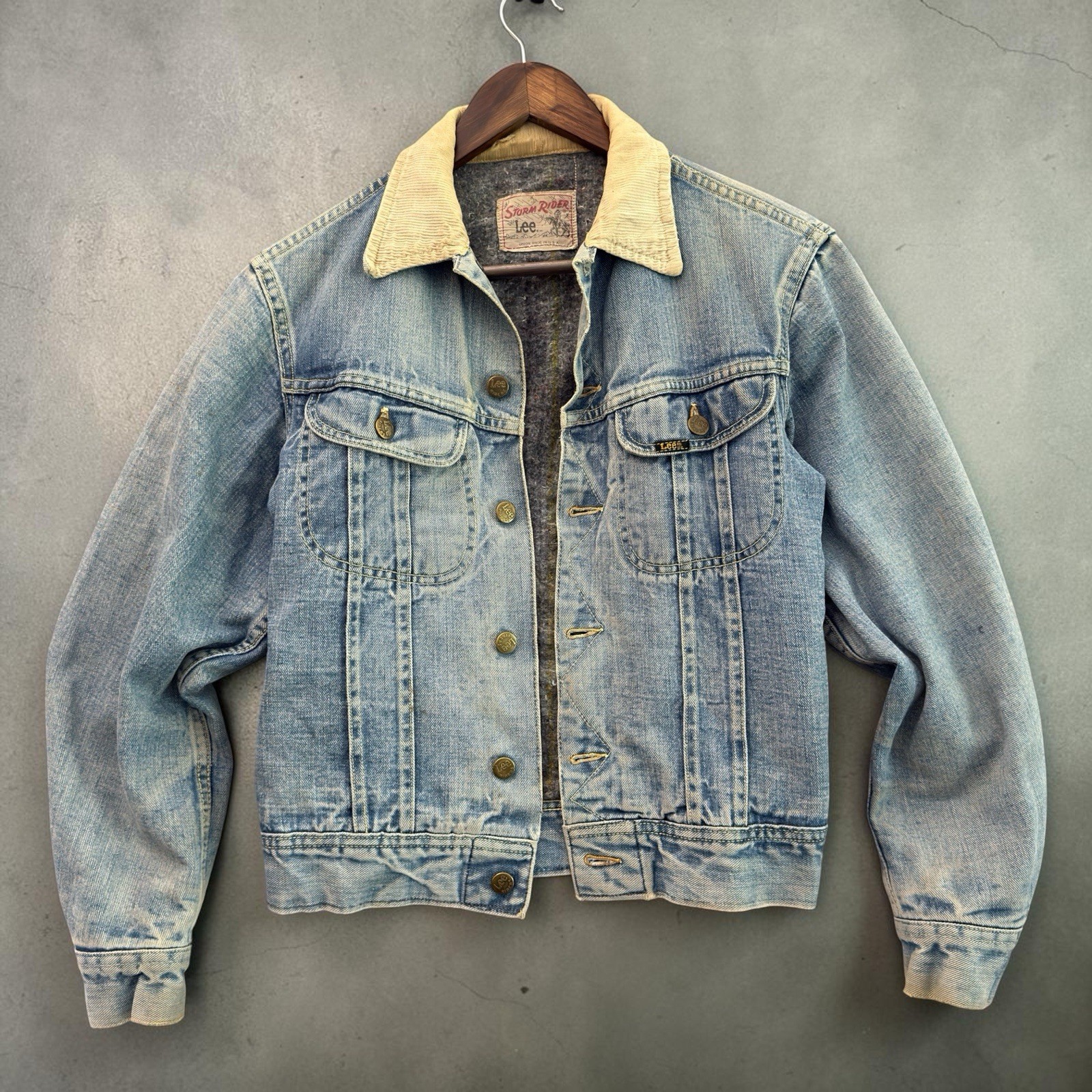 Vintage 70s Lee Storm Rider Denim Jacket Blanket Lined USA Made 101LJ Mens Small