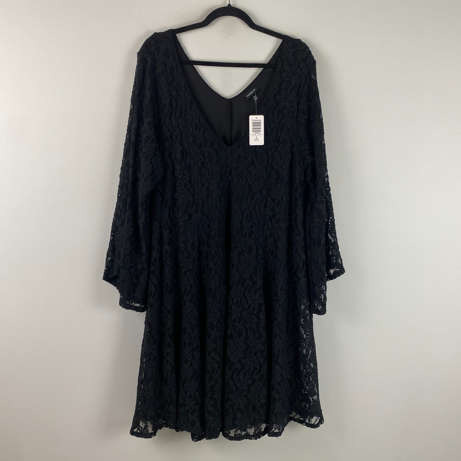 Torrid Mini Lace Bell Trapeze Dress Size 3X Black V Neck Whimsigoth