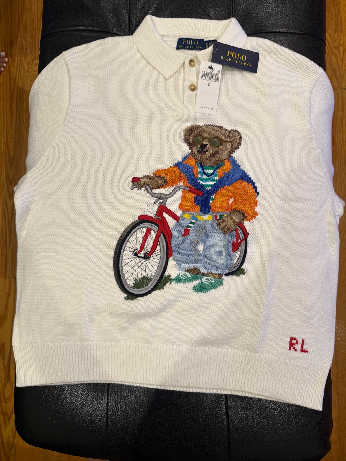 NWT XL Polo Bear Ralph Lauren Polo Sweater Bicycle 100% authentic org $398