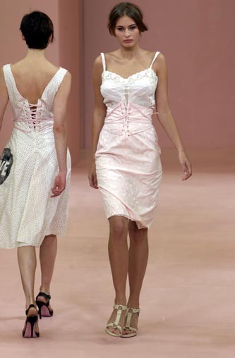 VINTAGE PAUL SMITH Spring Summer 2003 Blush Pink Floral Jacquard Lace-Up Skirt M