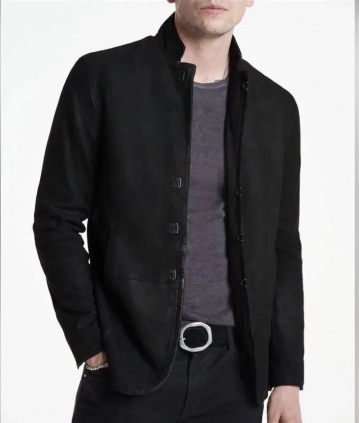 $1898 Brand New John Varvatos Collection Hook And Bar Suede Jacket EU 44 USA 34