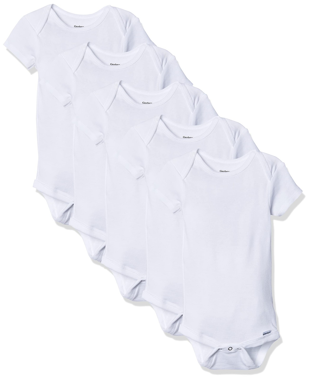 Gerber Unisex Baby 5-Pack Solid Onesies Bodysuits bodysuits, White, 4T, White