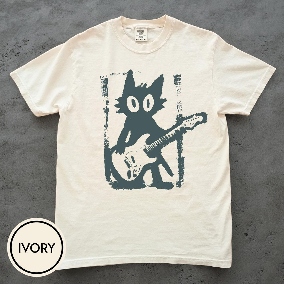 Rock Star Cat Shirt, Vintage Rock and Roll Y2K Electric Guitar Kitty Tee Music