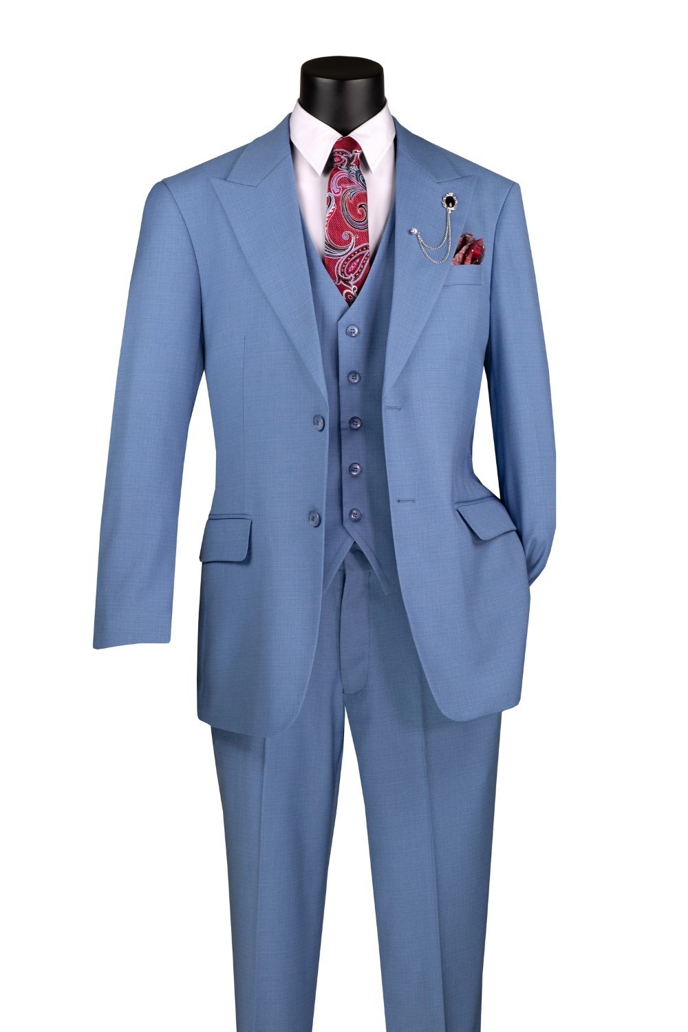 Vinci Men's Regular Fit 3pc Suit with Adjustable Waist Band Pants