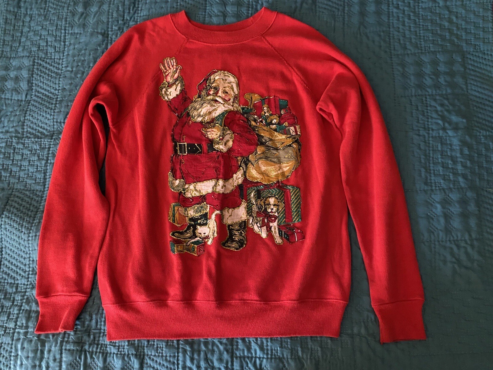 Ugly Christmas Sweater Hanes Hee Way Santa Red Medium 