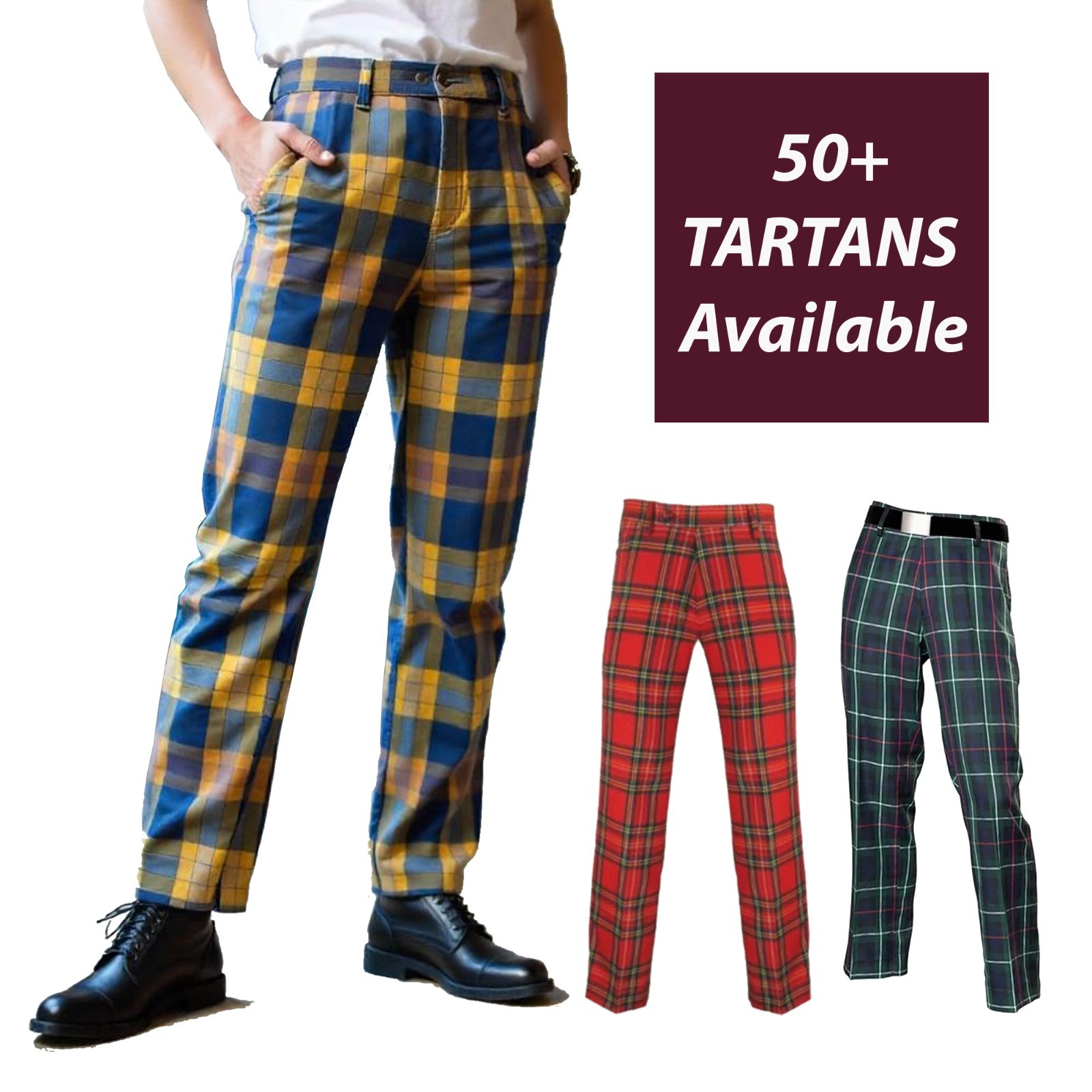 Men\'s Custom Tartan Pants – Scottish Highland Plaid Trousers in 50+ Clan Tartans