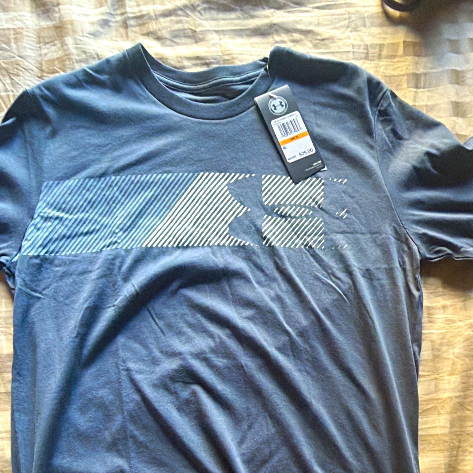 Under Armour Men\'s S Blue Logo Graphic Print T-Shirt Short Sleeve Crew Neck