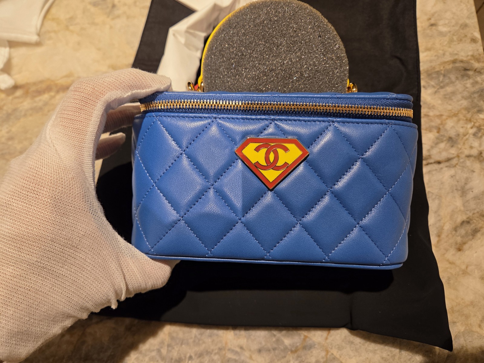 Chanel 26A NWT NEW Small Vanity SUPERMAN Blue/Yellow/Red Limited Collection RARE