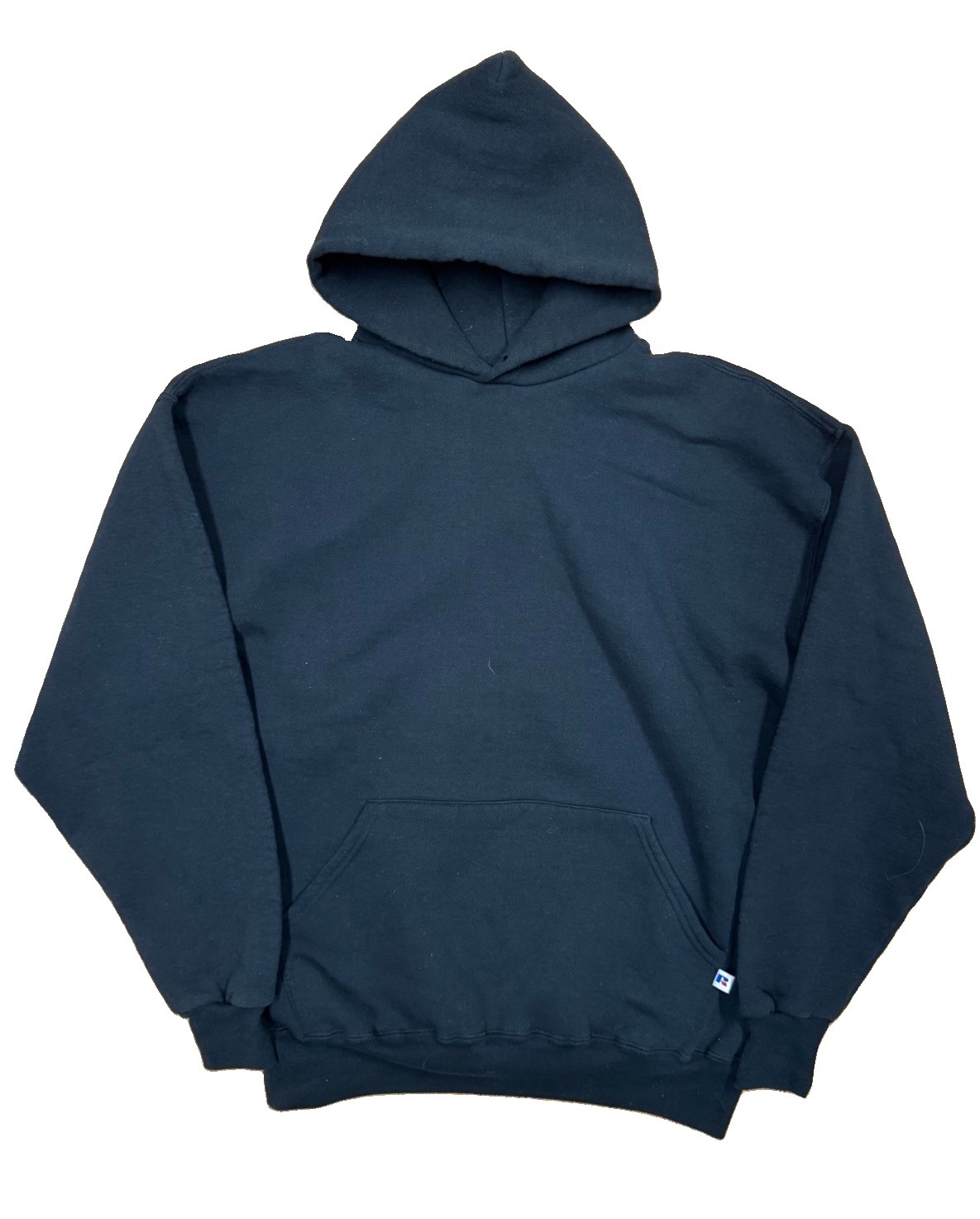 Vintage Russell Athletic Hoodie Black Blank Heavy Pullover Sweatshirt USA 90s L