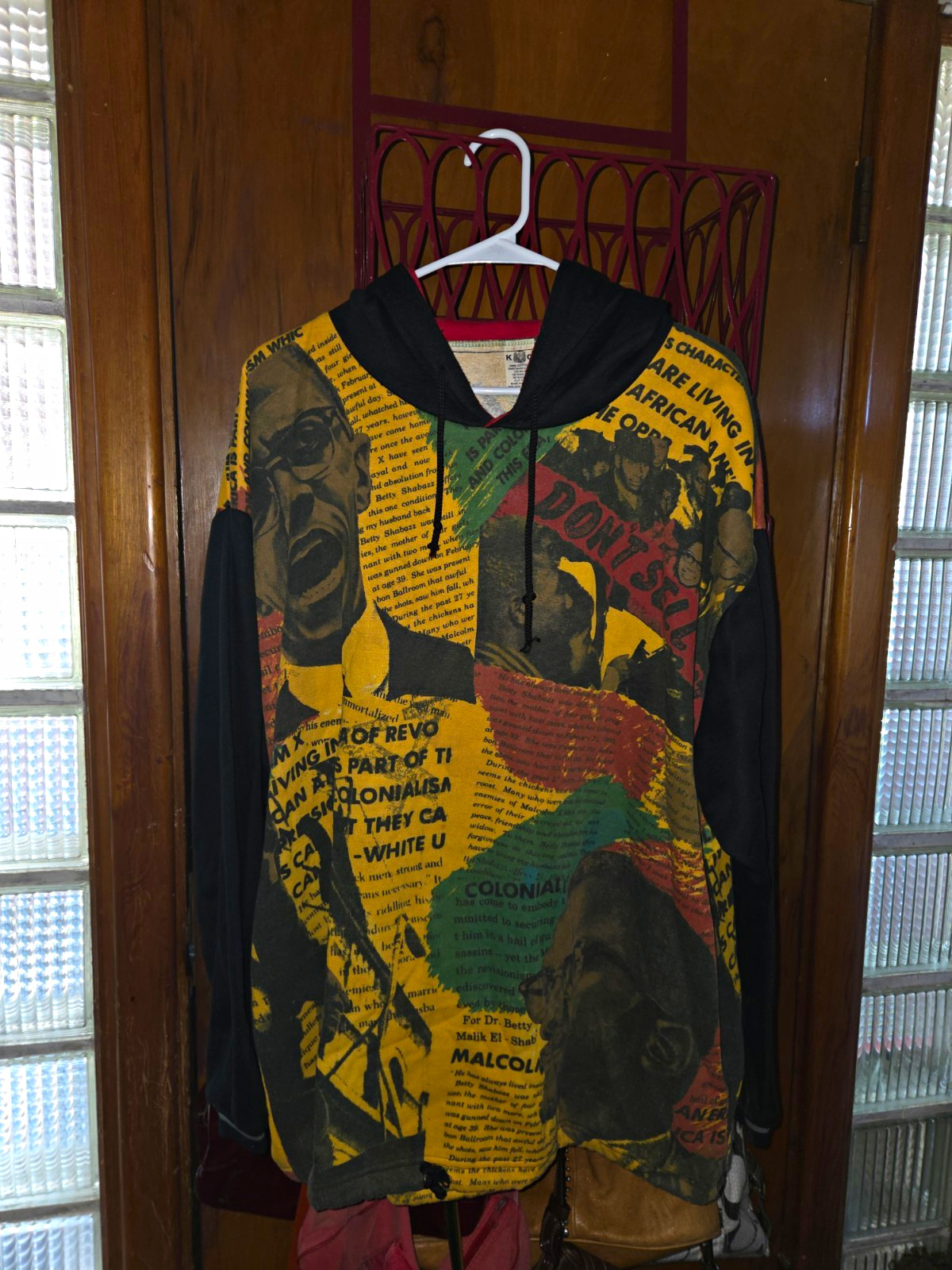 Rare Vintage Malcolm X All-Over Print Hoodie, Great Condition