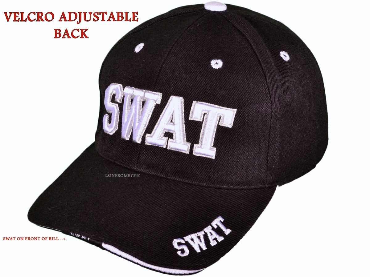 Deluxe Black SWAT Embroidered Adjustable Baseball Hat Ball Cap New  BOXED