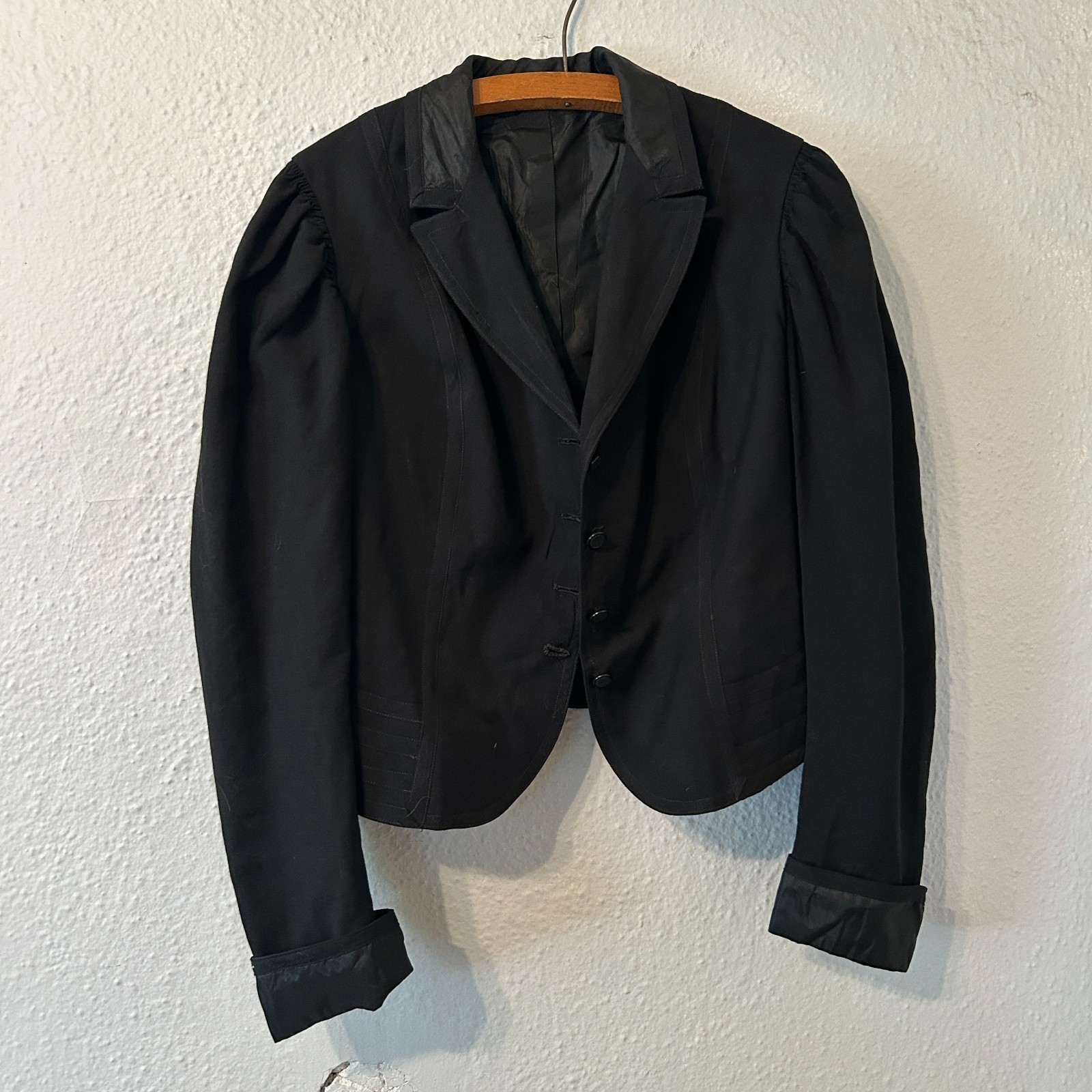 Authentic Antique Victorian Jacket Womens M Black Wool Steampunk Edwardian
