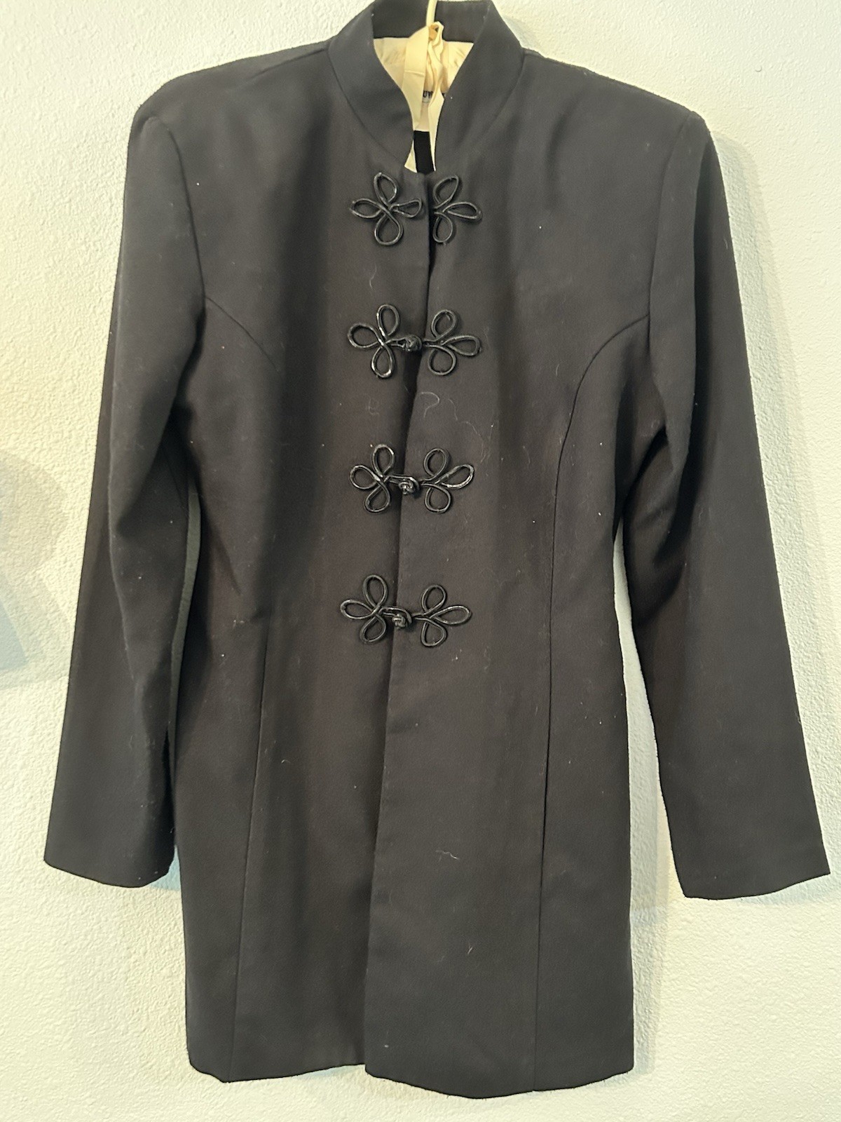 Rare Vintage • 1990’s Francine Browner Black Mandarin-Collar Jacket Size 4