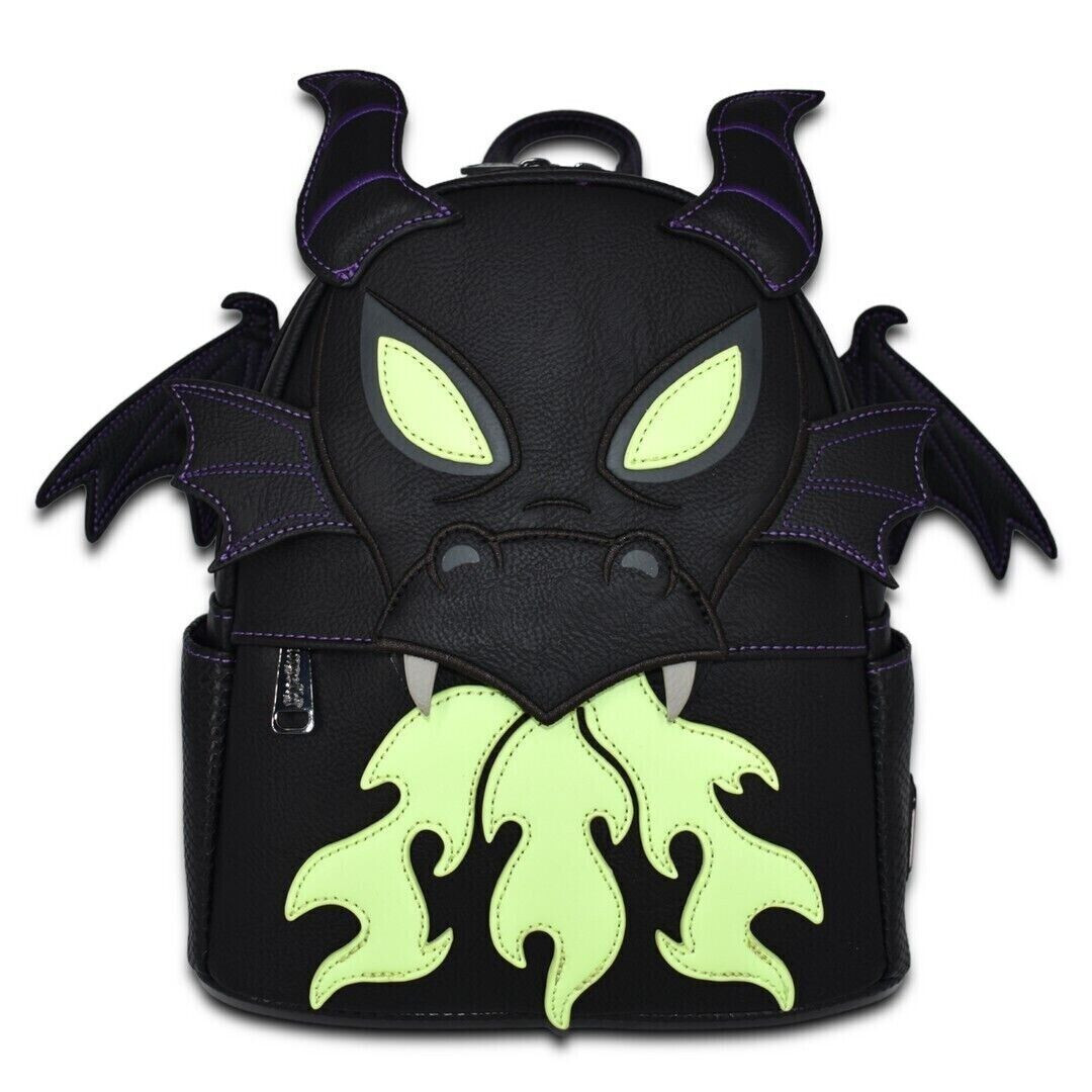 Loungefly Maleficent Dragon Glow In The Dark Faux Leather Mini Backpack IN HAND