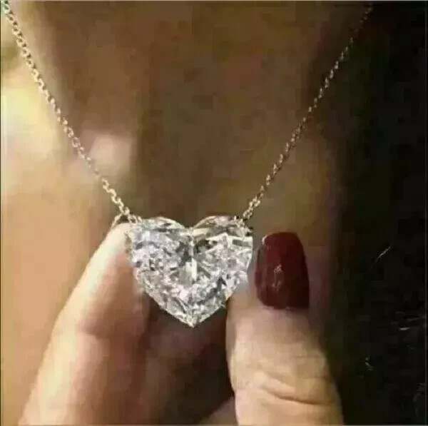 2Ct Heart Cut VVS1/D Diamond Solitaire Pendant 14K White Gold Finish Free Chain