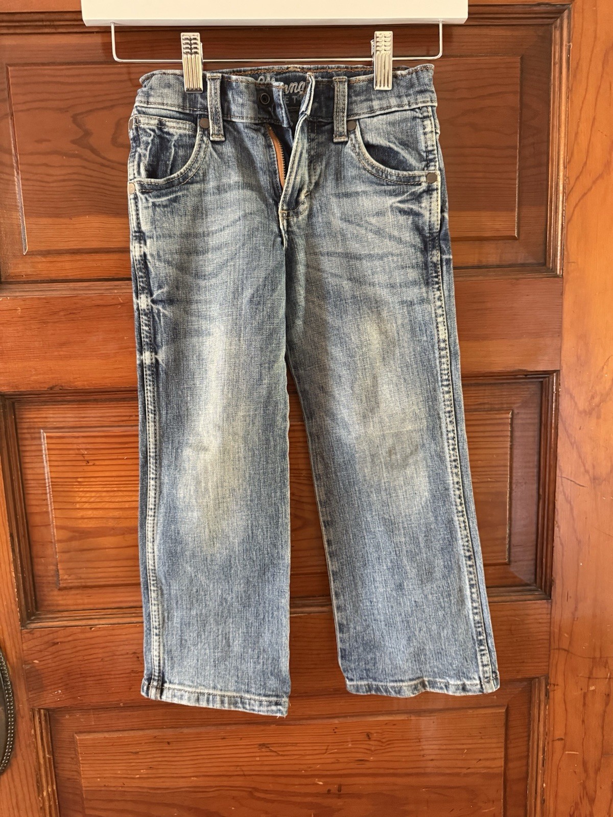 Wrangler Retro Boys Relaxed Bootcut Jeans Medium Wash Blue Denim Stretch
