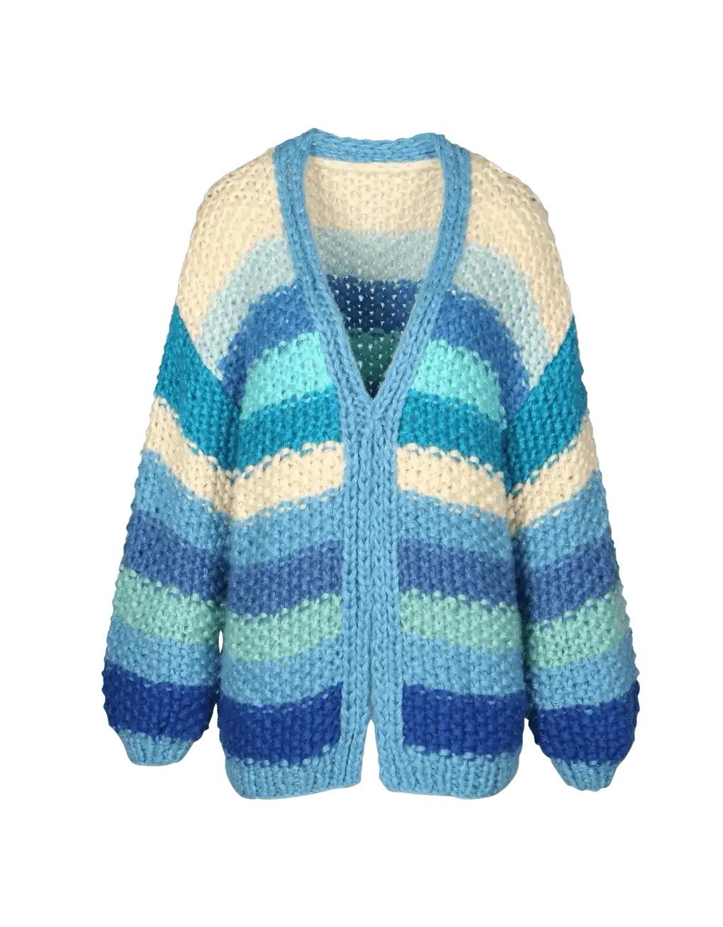 FRNCH Lobelia Boho Cardigan chunky hand-knitted open-front sweater Size S/M