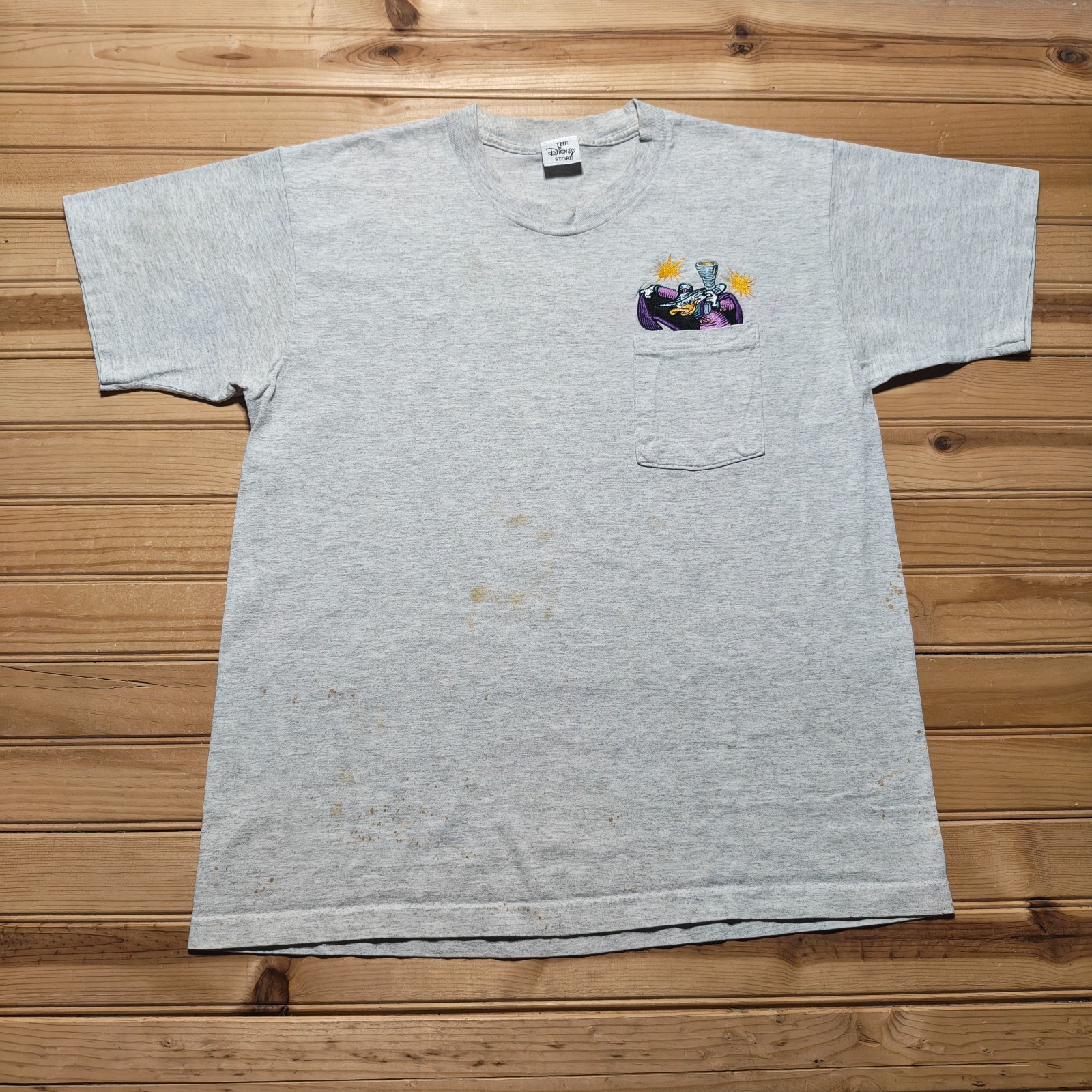 Vintage 90s The Disney Store Duck Embroidered Pocket Souvenir T-Shirt - Large