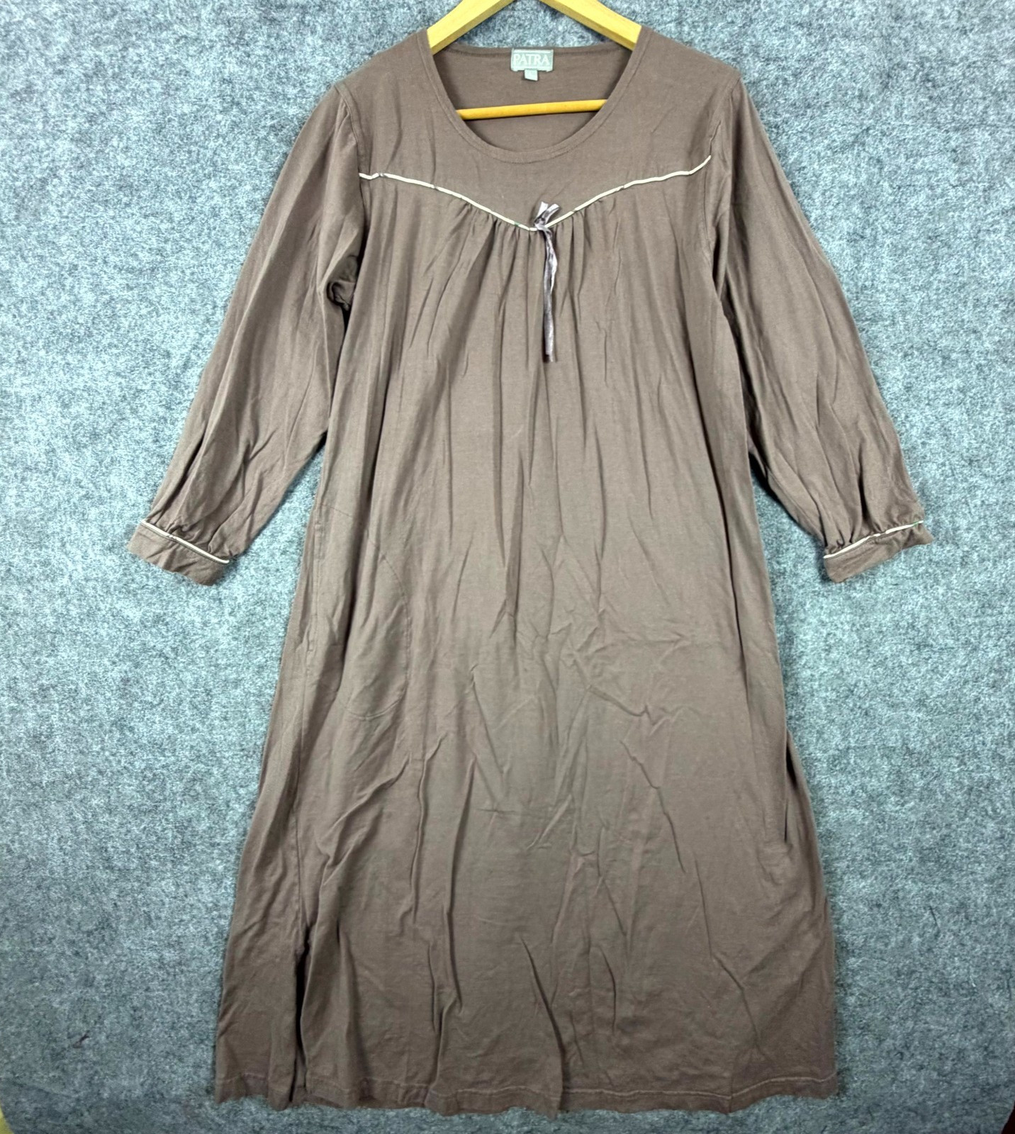 Patra Nightgown Women Large Brown Vintage Grandma Housedress Flowy Roomy Pockets