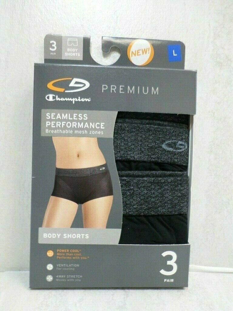 C9 Champion Women\'s 3pk Premium Seamless Performance Body Shorts, Black, Large