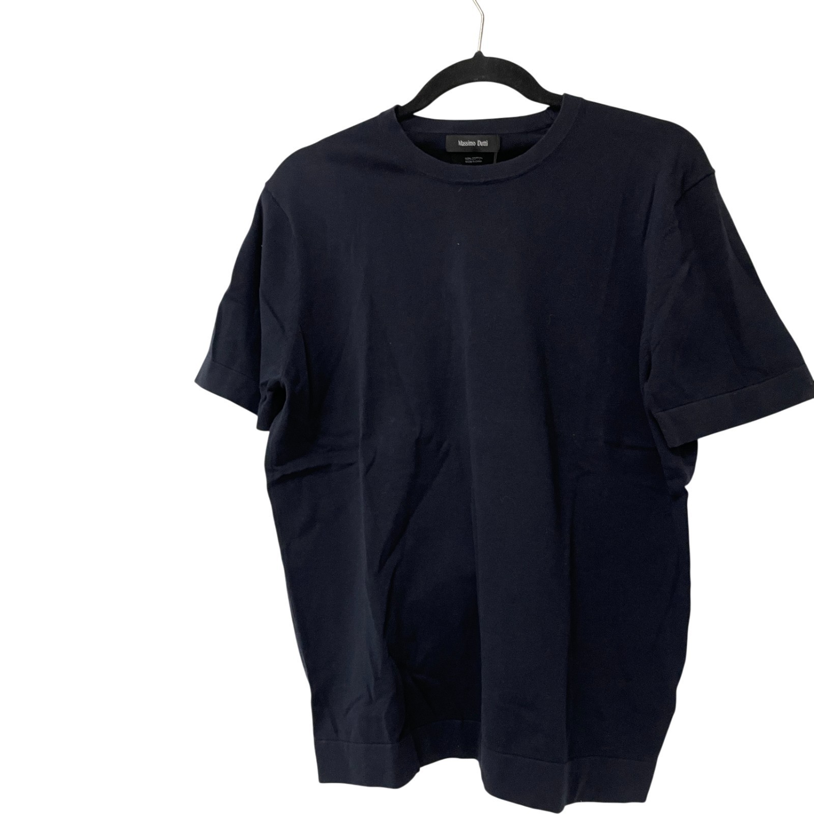 Massimo Dutti Mens Sweater Shirt Medium M Navy Blue Short Sleeve 0970/388 NWT