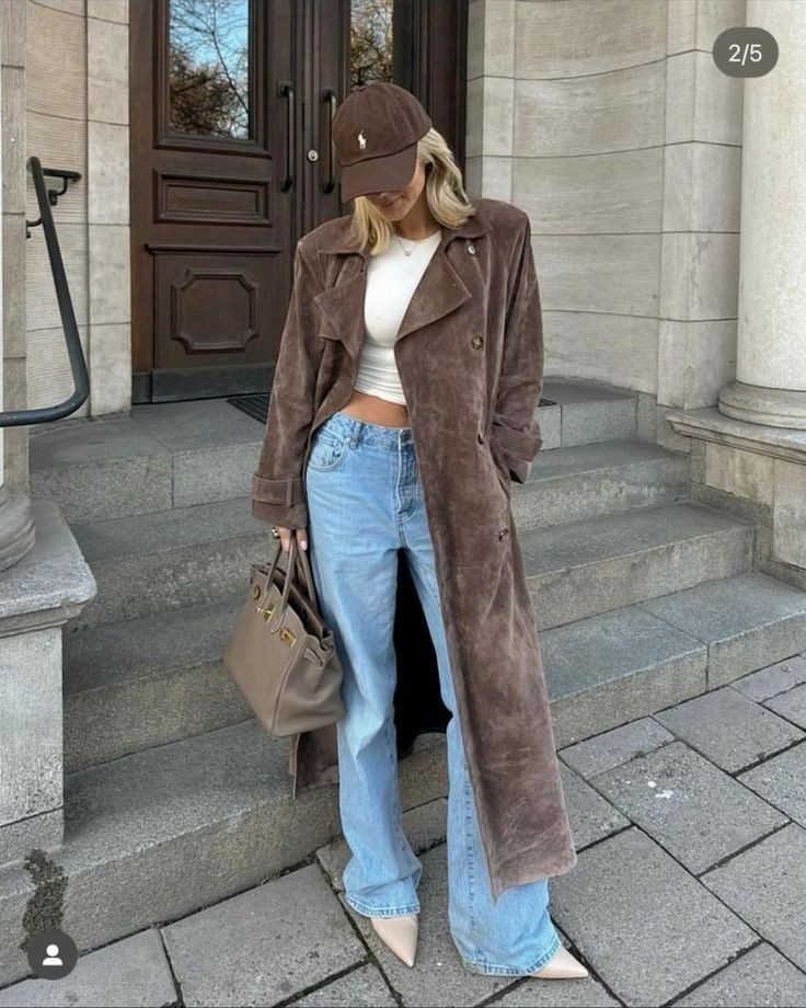 Real Leather Suede Trench Long Ladies Coat Brown Women Jacket Size S M L XL 2XL