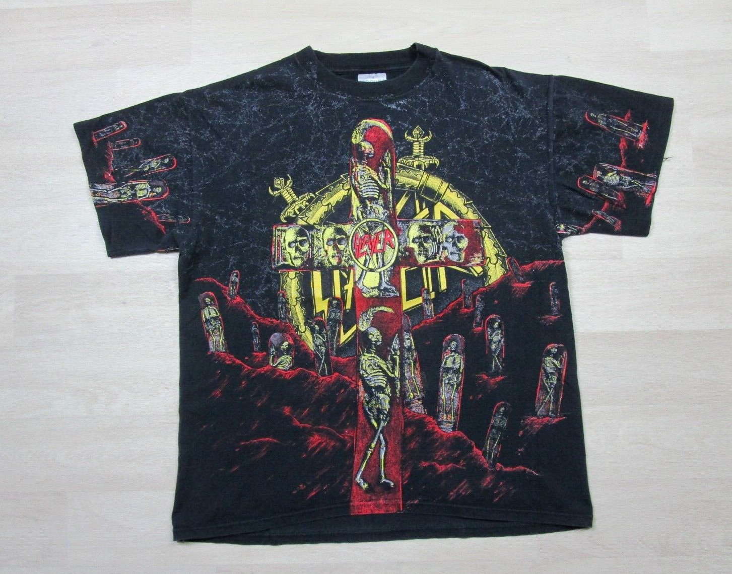 Vintage 1991 Slayer Seasons in the Abyss All Over Print Band T Shirt Brockum (L)