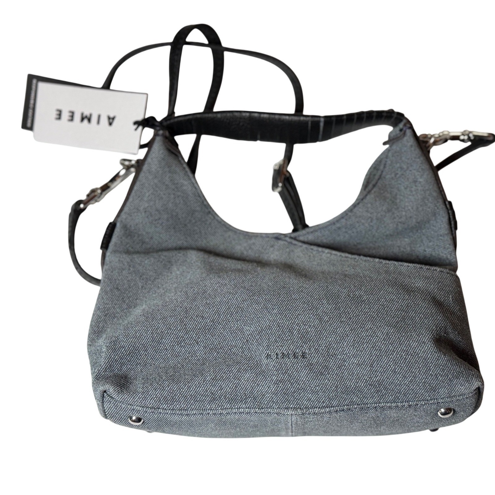 Aimee Kestenberg Nolita Mini Crossbody Dark Denim Leather Shoulder Bag Grey OS
