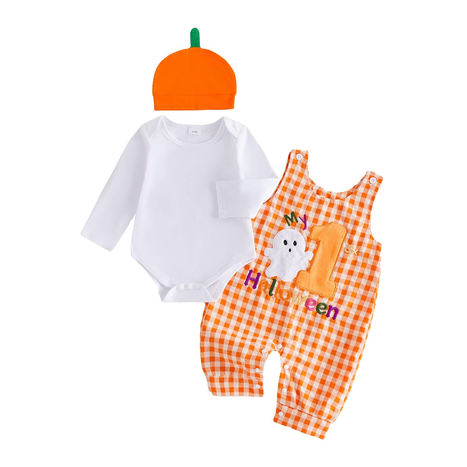 Ledy Champswiin Baby Boy Halloween Outfit Infant Clothes Romper Set (Orange, 0-3