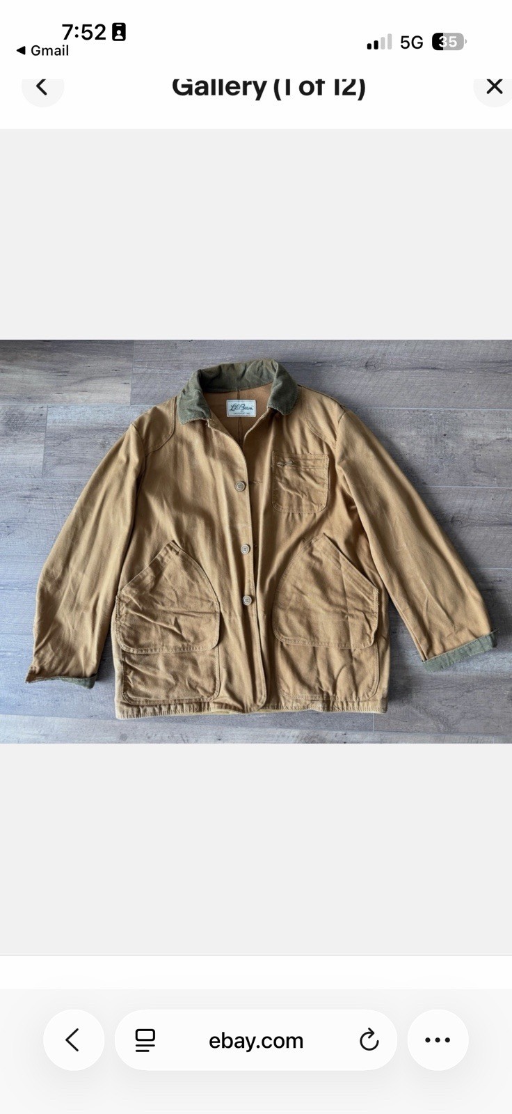 vintage ll bean mens large hunting chore jacket