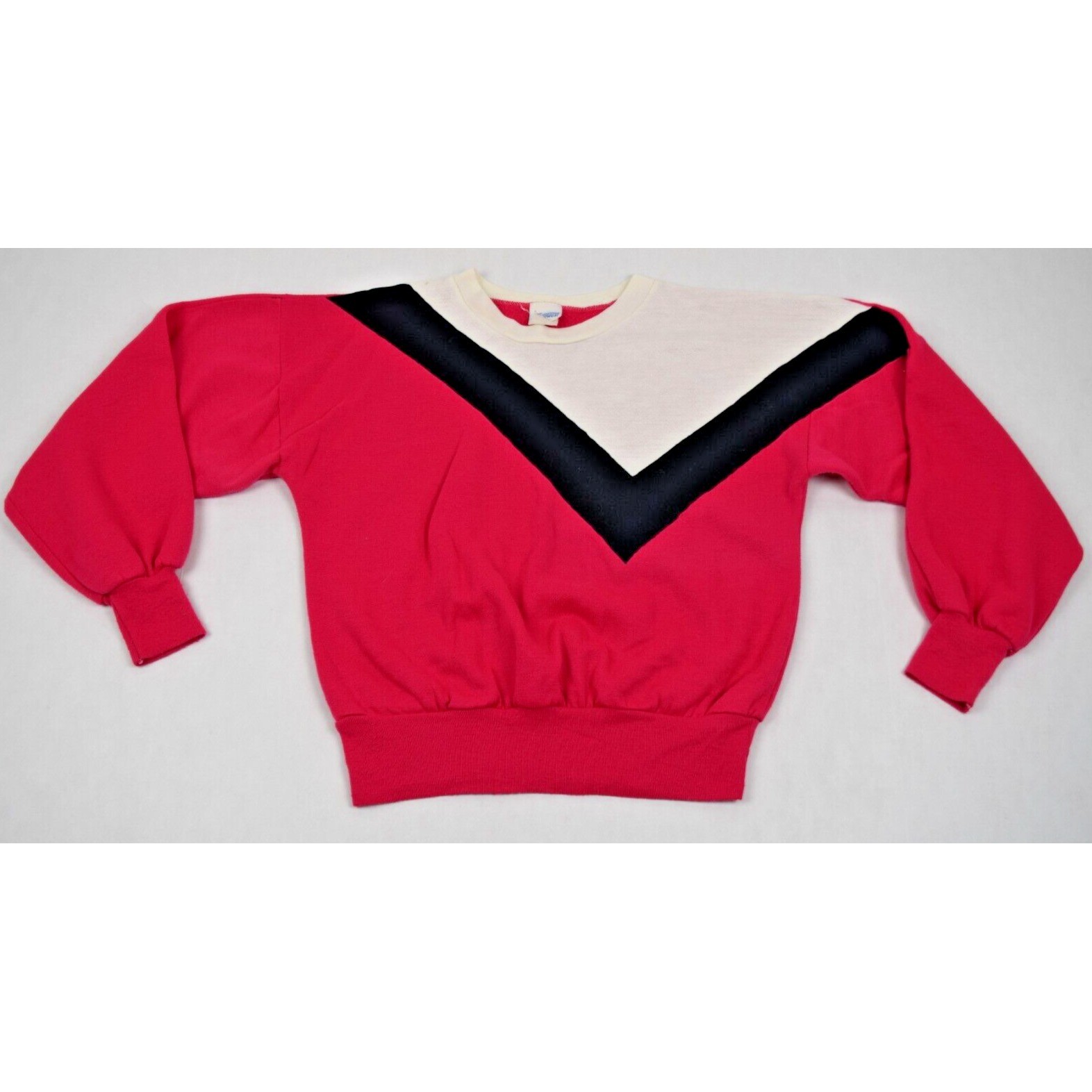 Vintage 80s Leggs Activewear Sweatshirt Womens S Pink Black Geometric Made USA