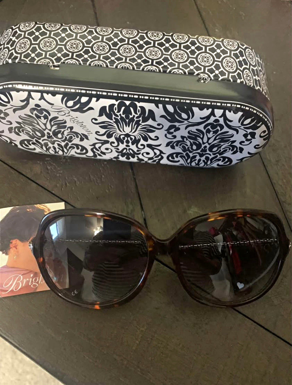 Brighton Rio Women\'s Tortoise Shell Oversized Sunglasses Black Tinted Case