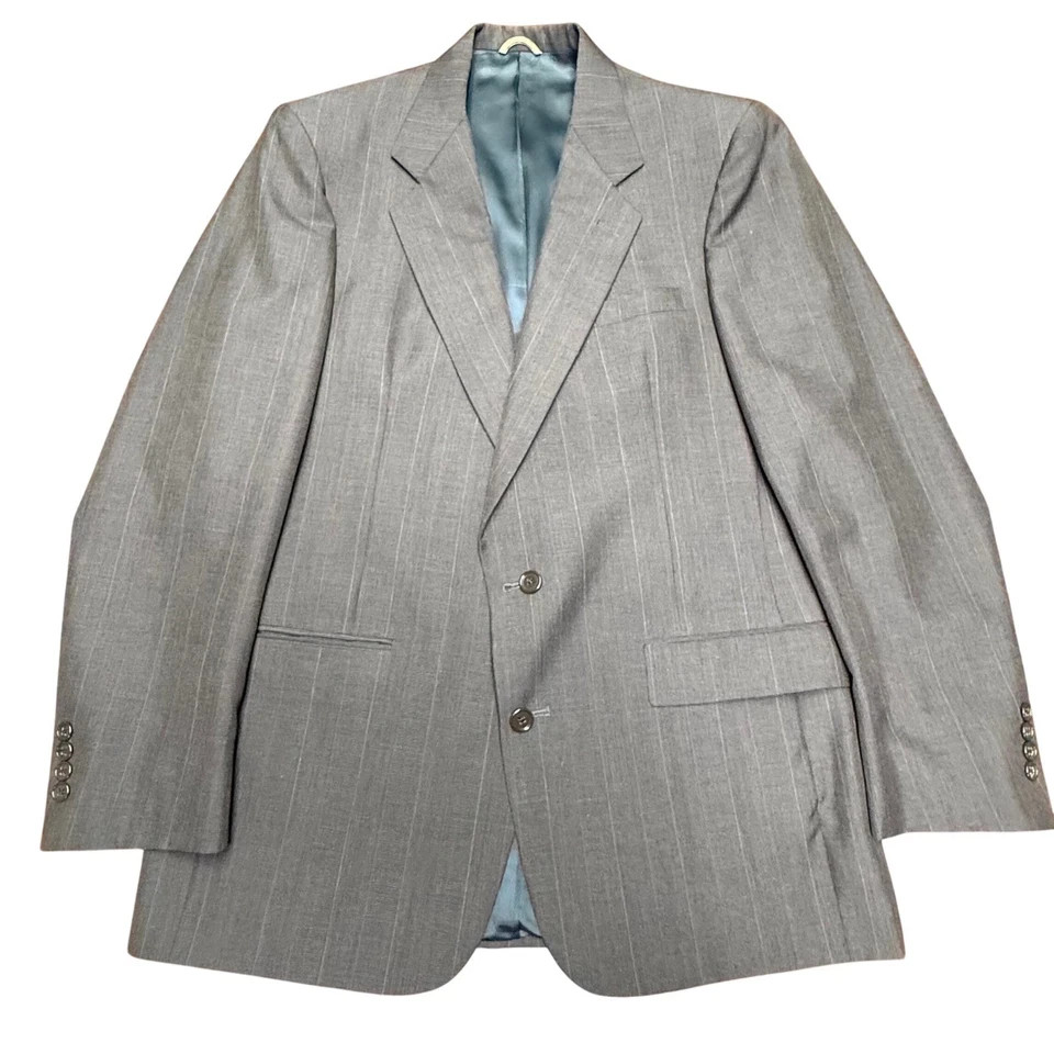Christian Dior Pinstripe Suit Mens 42L Grey Vintage Monsieur Two Piece Set