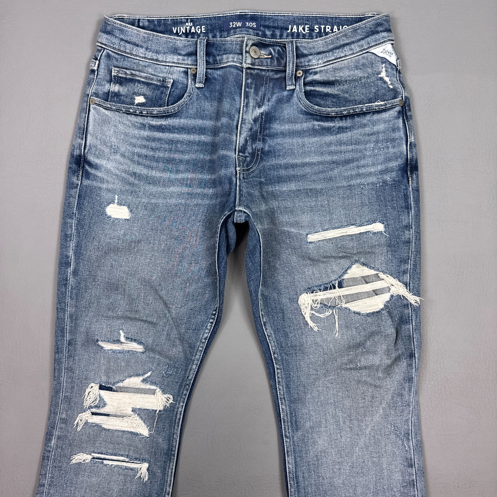 BKE Jeans Mens 32x30 Blue Jake Buckle Thrashed Distressed Vintage Line Stretch