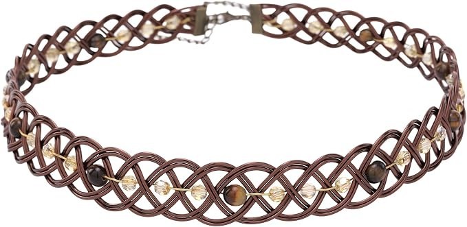 Viking Renaissance Woven Circlet Classic Beaded Elf Headpiece Bronze Yellow