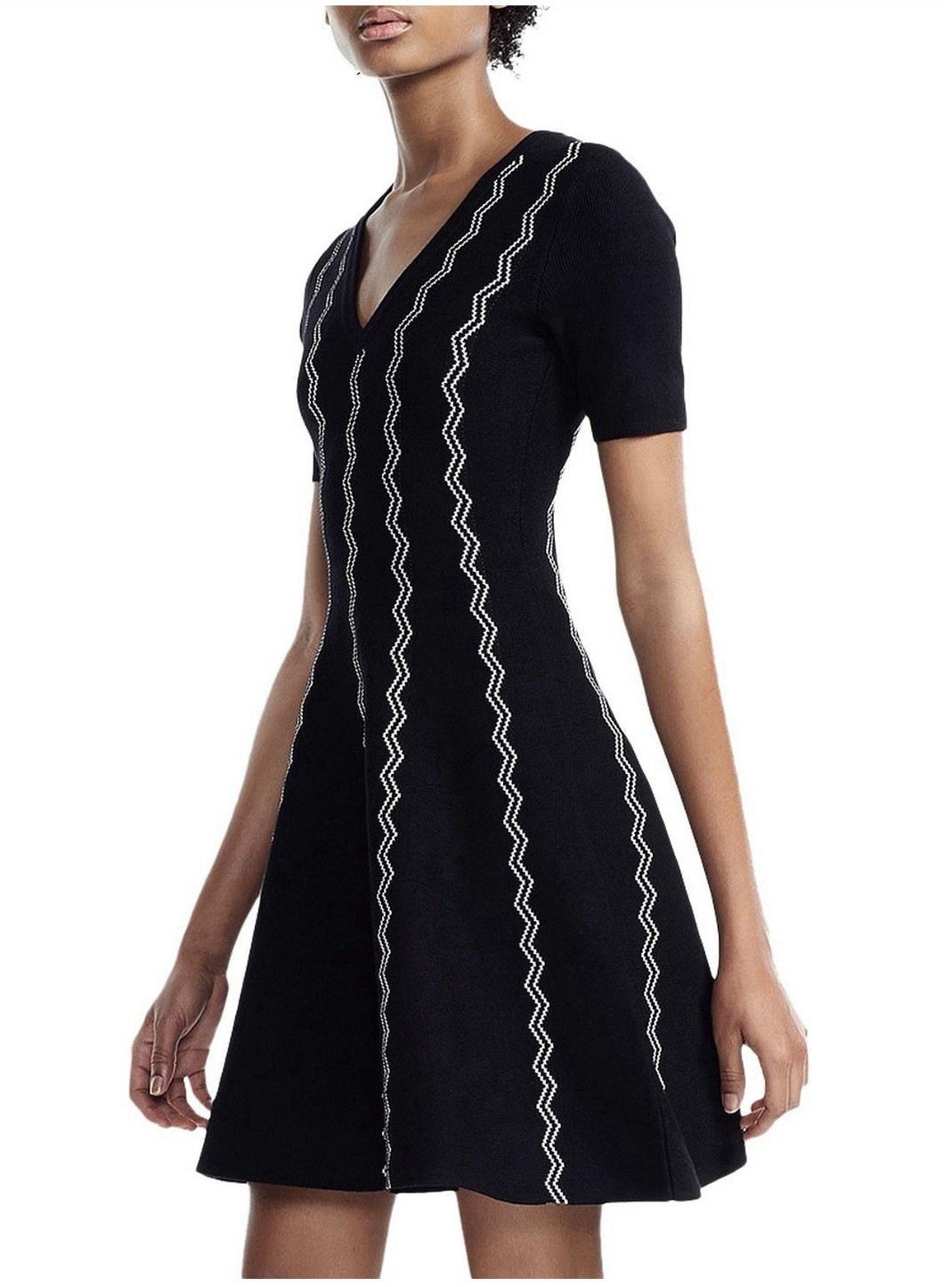 MAJE Rigole Zig Zag Jacquard Dress 3