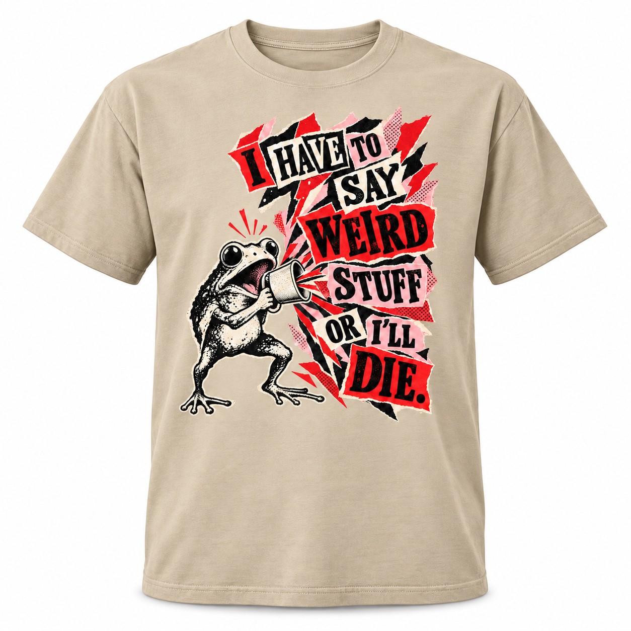 Frog With Megaphone Weird Stuff Punk Collage Graphic Unisex T-Shirt Gift
