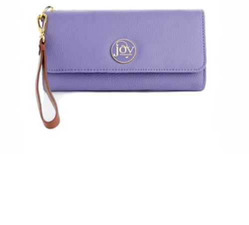 JOY MANGANO Luxe Genuine Leather Trifold Wallet with RFID Protection Lavendar