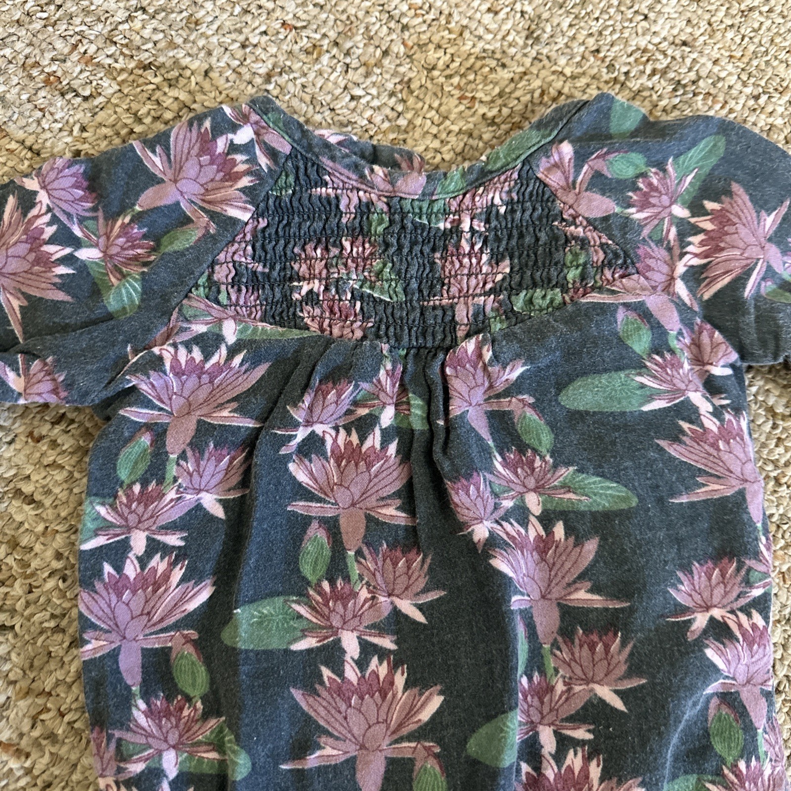 Kate Quinn Jumpsuit 100% Organic Cotton 3-6 Months Lily Pad Pattern