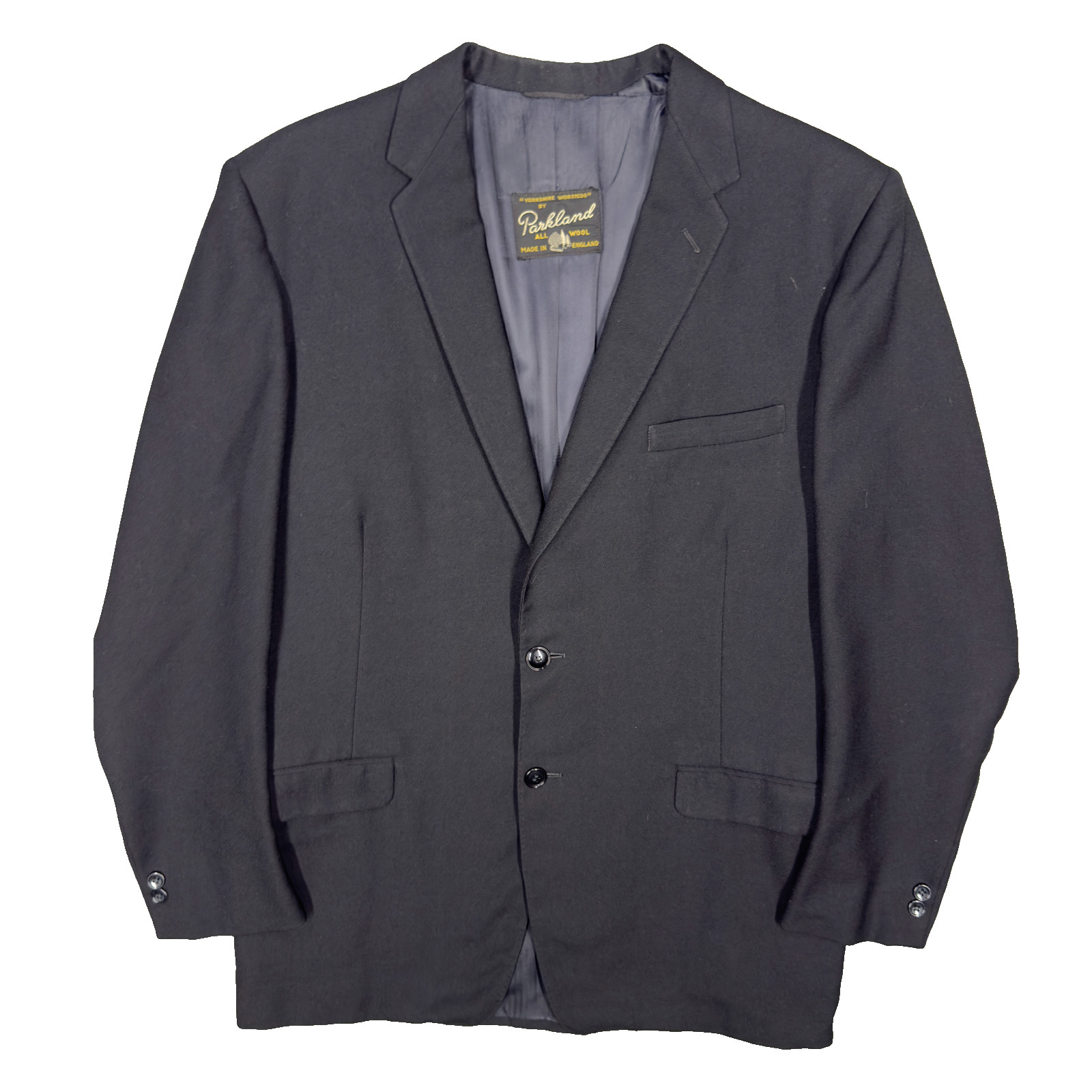 Vintage 1960s Parkland Blazer Made in England Wool Sport Coat Black 40R