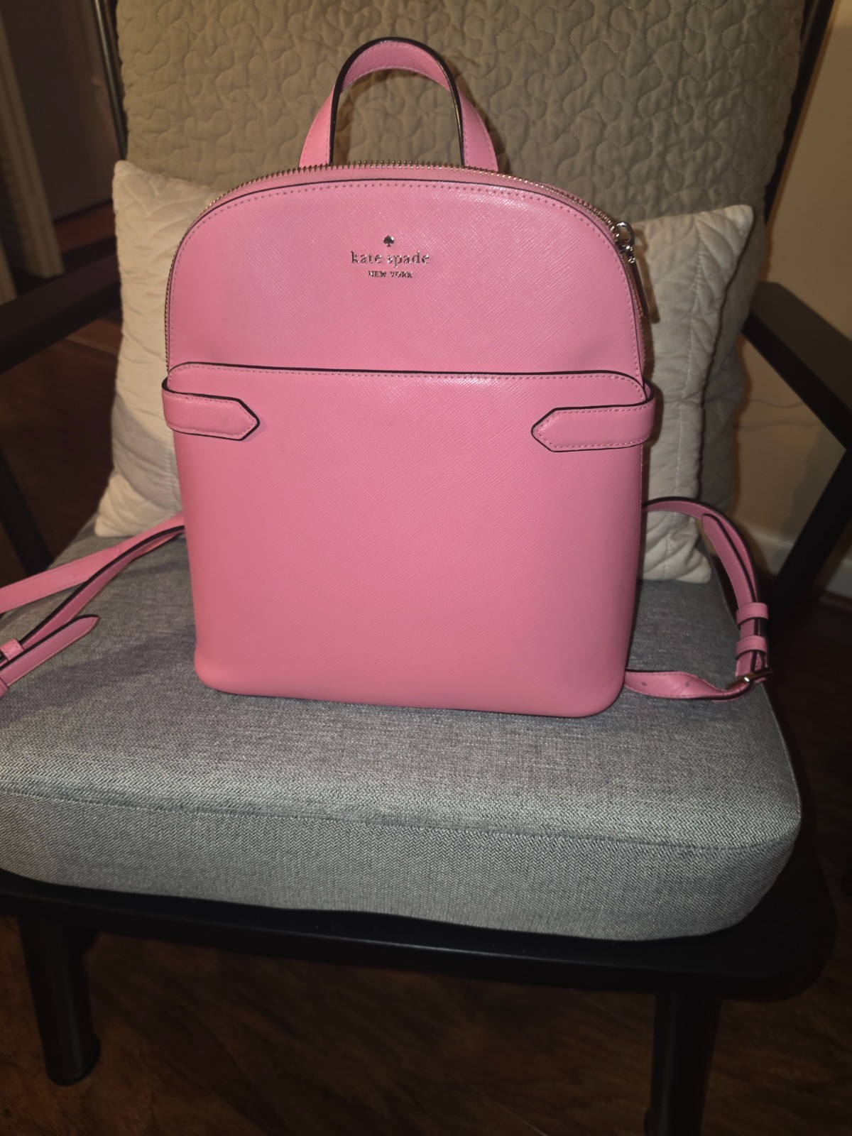 Kate Spade Beautiful Staci Saffiano Leather Dome Backpack Chalk Pink 12x11x4 “